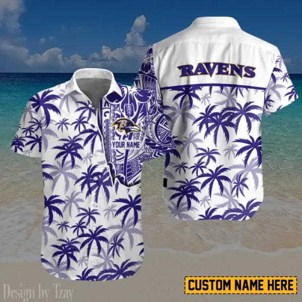 Baltimore Ravens Button Shirt And Short Summer Holiday Gift For Sports Enthusiast AZCBS171