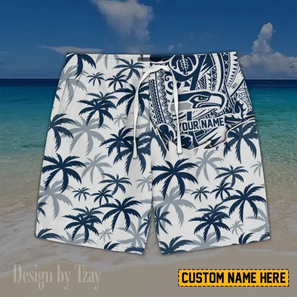 Seattle Seahawks Button Shirt And Short Summer Holiday Gift For Sports Enthusiast AZCBS175 - Image 2