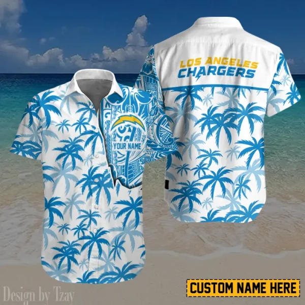 Los Angeles Chargers Button Shirt And Short Summer Holiday Gift For Sports Enthusiast AZCBS186