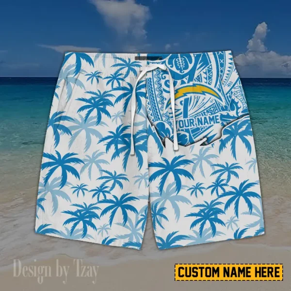 Los Angeles Chargers Button Shirt And Short Summer Holiday Gift For Sports Enthusiast AZCBS186 - Image 2