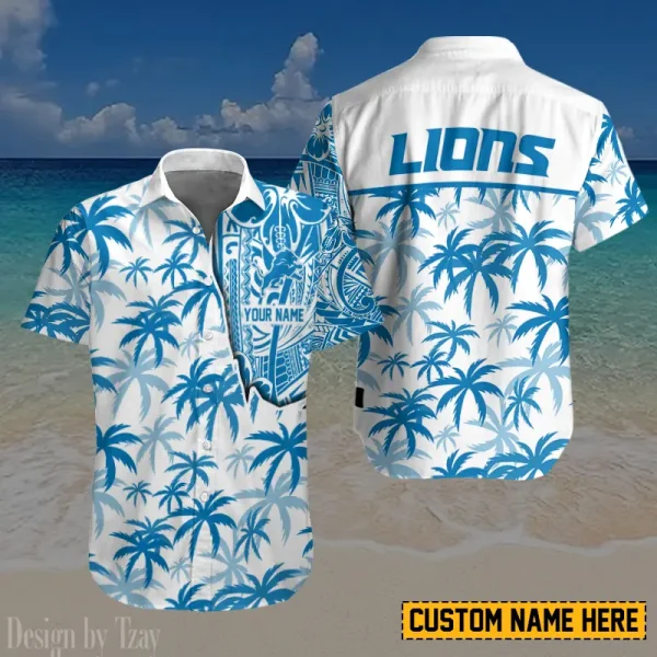 Detroit Lions Button Shirt And Short Summer Holiday Gift For Sports Enthusiast AZCBS193