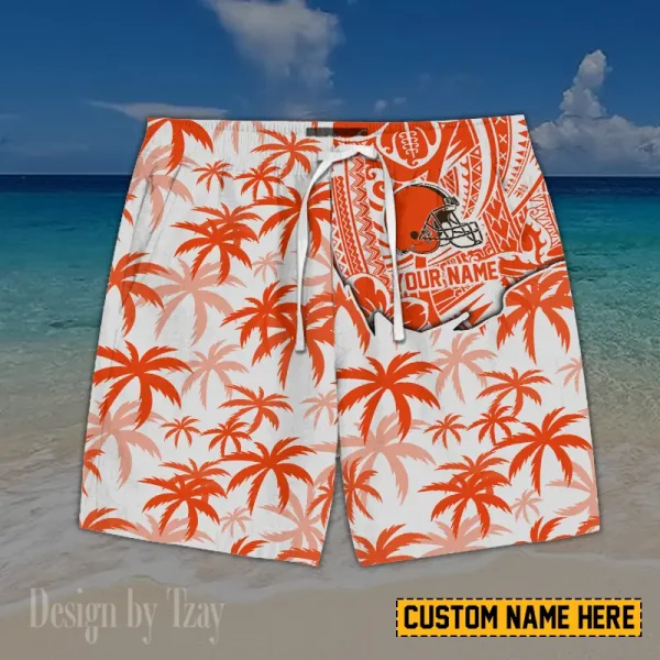 Cleveland Browns Button Shirt And Short Summer Holiday Gift For Sports Enthusiast AZCBS196 - Image 2