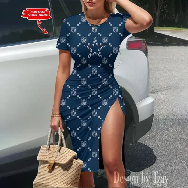 Dallas Cowboys Women's Slit Bodycon Dress New 2025 S9SBD141