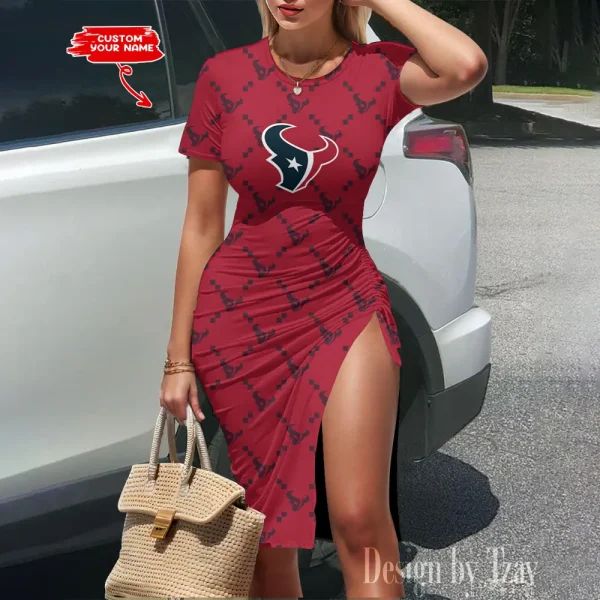 Houston Texans Women's Slit Bodycon Dress New 2025 S9SBD145
