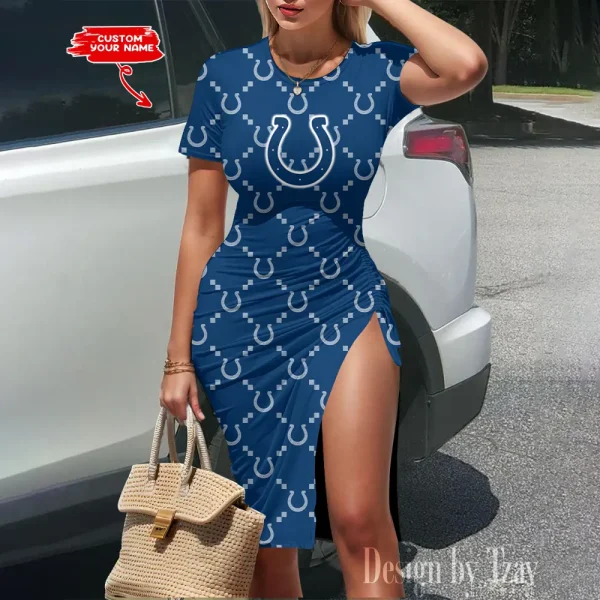 Indianapolis Colts Women's Slit Bodycon Dress New 2025 S9SBD146