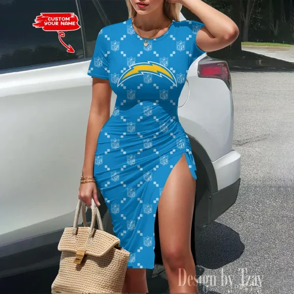 Los Angeles Chargers Women's Slit Bodycon Dress New 2025 S9SBD150