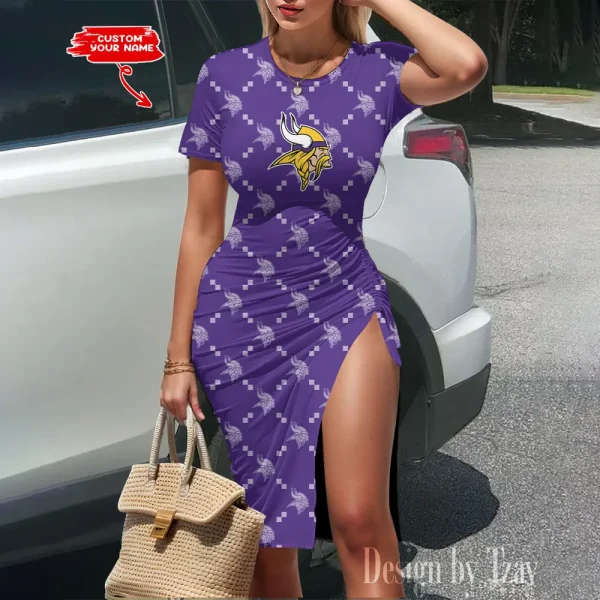 Minnesota Vikings Women's Slit Bodycon Dress New 2025 S9SBD153