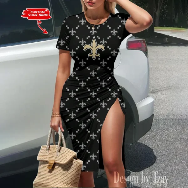 New Orleans Saints Women's Slit Bodycon Dress New 2025 S9SBD155