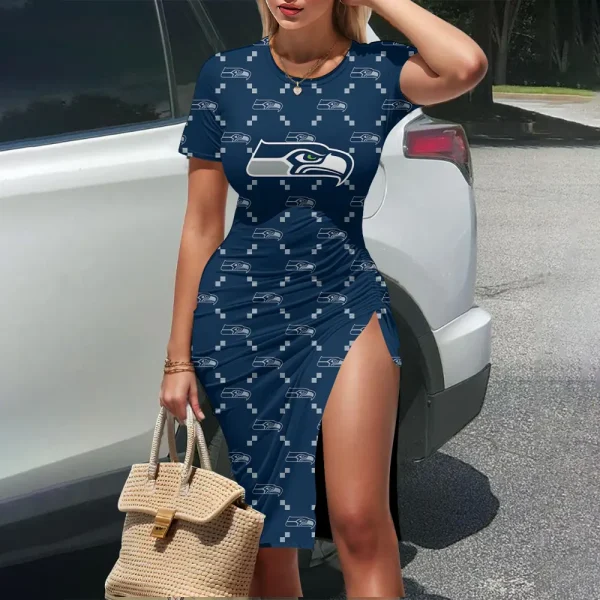 Seattle Seahawks Women's Slit Bodycon Dress New 2025 S9SBD161