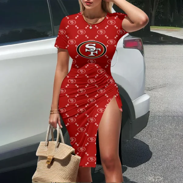 San Francisco 49ers Women's Slit Bodycon Dress New 2025 S9SBD160