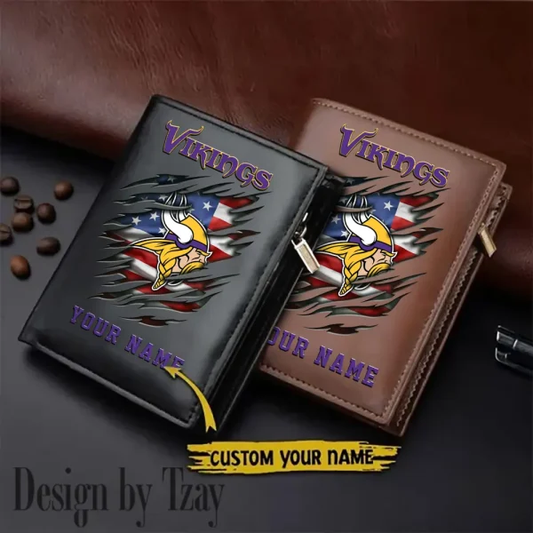 Minnesota Vikings Leather Vertical Men Wallet Gifts For Fans SPTLVW871