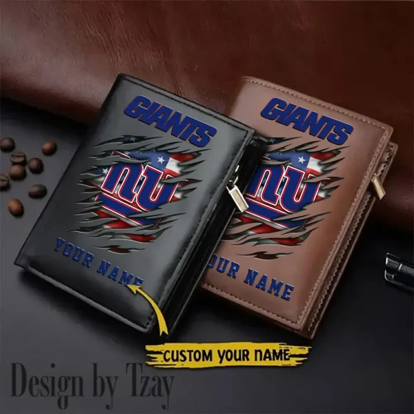 New York Giants Leather Vertical Men Wallet Gifts For Fans SPTLVW874