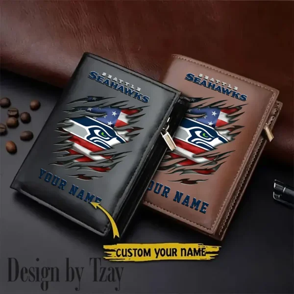 Seattle Seahawks Leather Vertical Men Wallet Gifts For Fans SPTLVW879