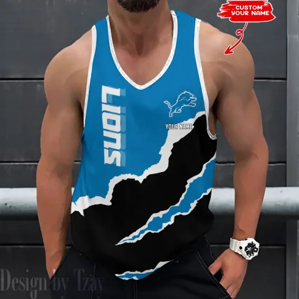 Detroit Lions 3D Printed Sleeveless Sport Tank Top Shirt New Style 2025 AZTTS181