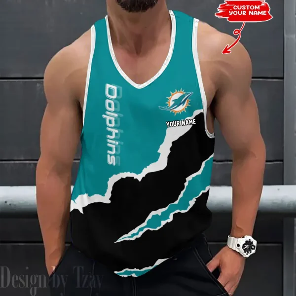 Miami Dolphins 3D Printed Sleeveless Sport Tank Top Shirt New Style 2025 AZTTS190