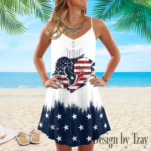 Houston Texans Summer Sleeveless Cami Dress Trending 2025 SPTSSCDT057