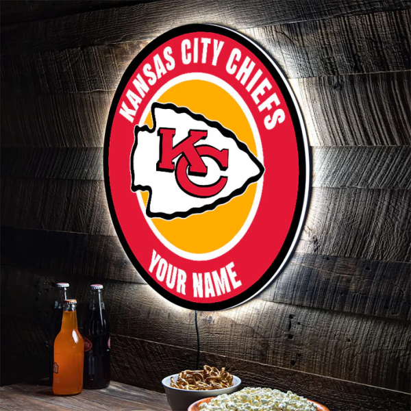 Kansas City Chiefs Round Acrylic Wall Led Sign SPTRAWLS001