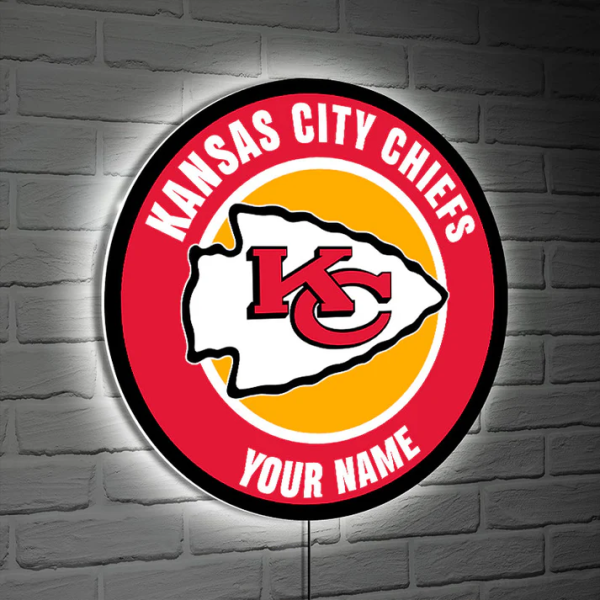 Kansas City Chiefs Round Acrylic Wall Led Sign SPTRAWLS001 - Image 2