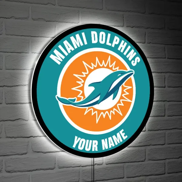 Miami Dolphins Round Acrylic Wall Led Sign SPTRAWLS006 - Image 2