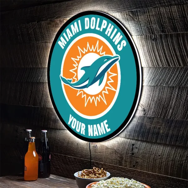 Miami Dolphins Round Acrylic Wall Led Sign SPTRAWLS006
