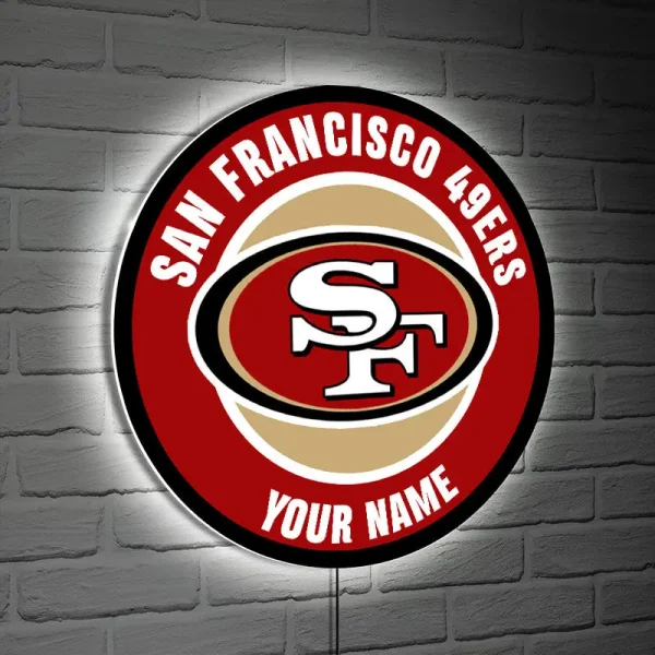 San Francisco 49ers Round Acrylic Wall Led Sign SPTRAWLS008 - Image 2
