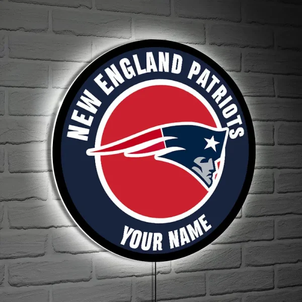 New England Patriots Round Acrylic Wall Led Sign SPTRAWLS009 - Image 2