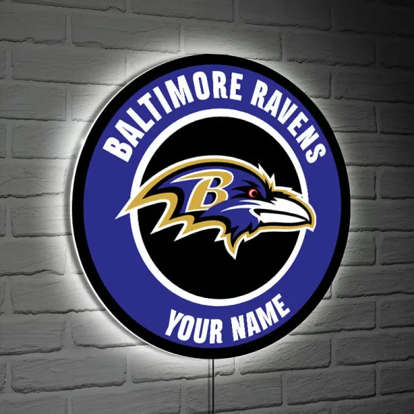 Baltimore Ravens Round Acrylic Wall Led Sign SPTRAWLS012 - Image 2