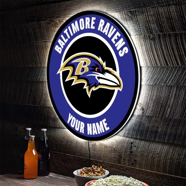 Baltimore Ravens Round Acrylic Wall Led Sign SPTRAWLS012