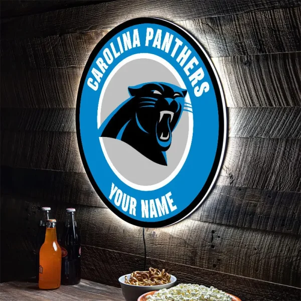 Carolina Panthers Round Acrylic Wall Led Sign SPTRAWLS014