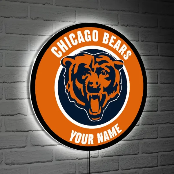 Chicago Bears Round Acrylic Wall Led Sign SPTRAWLS015 - Image 2