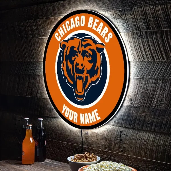 Chicago Bears Round Acrylic Wall Led Sign SPTRAWLS015