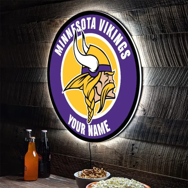 Minnesota Vikings Round Acrylic Wall Led Sign SPTRAWLS016