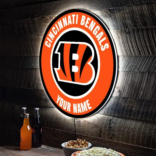 Cincinnati Bengals Round Acrylic Wall Led Sign SPTRAWLS017