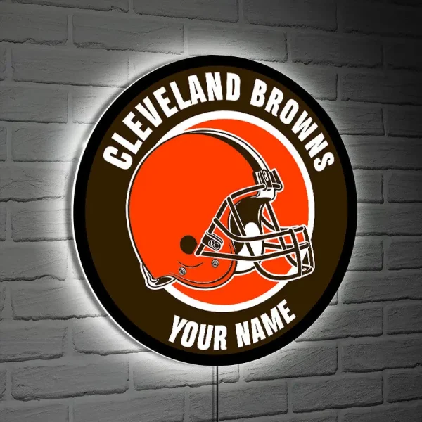 Cleveland Browns Round Acrylic Wall Led Sign SPTRAWLS018 - Image 2