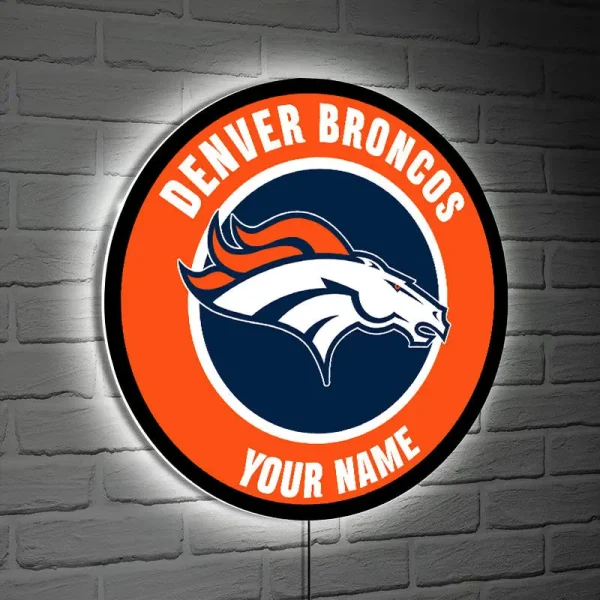 Denver Broncos Round Acrylic Wall Led Sign SPTRAWLS019 - Image 2