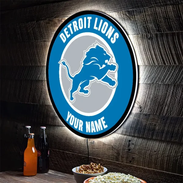 Detroit Lions Round Acrylic Wall Led Sign SPTRAWLS020
