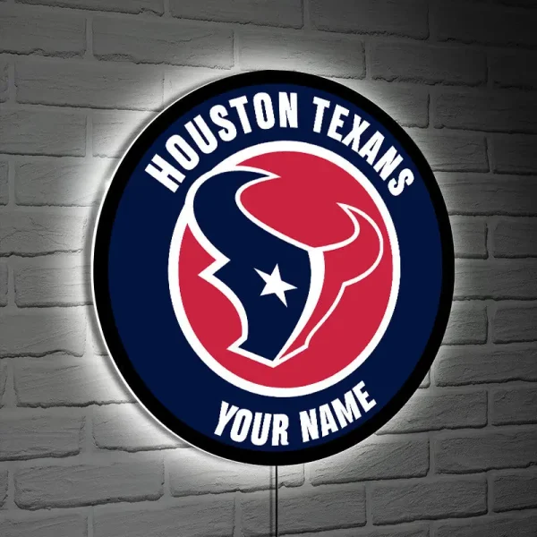 Houston Texans Round Acrylic Wall Led Sign SPTRAWLS021 - Image 2