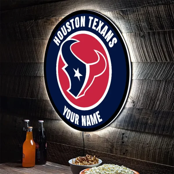 Houston Texans Round Acrylic Wall Led Sign SPTRAWLS021