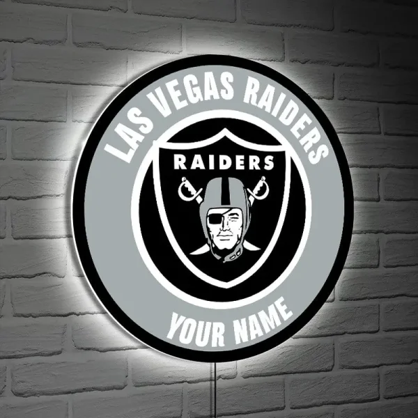 Las Vegas Raiders Round Acrylic Wall Led Sign SPTRAWLS024 - Image 2