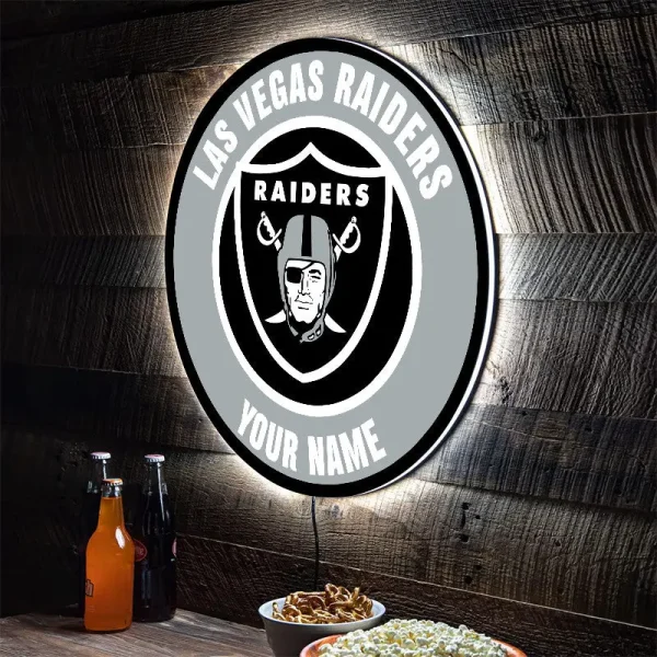 Las Vegas Raiders Round Acrylic Wall Led Sign SPTRAWLS024