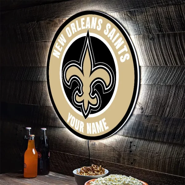 New Orleans Saints Round Acrylic Wall Led Sign SPTRAWLS026