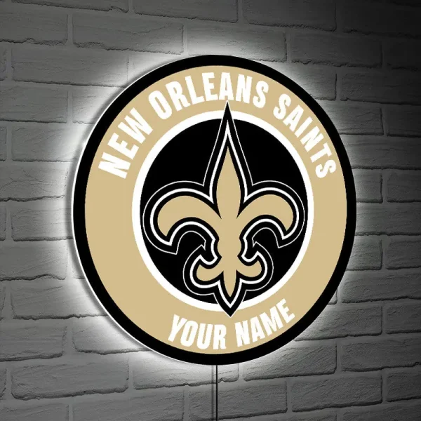 New Orleans Saints Round Acrylic Wall Led Sign SPTRAWLS026 - Image 2