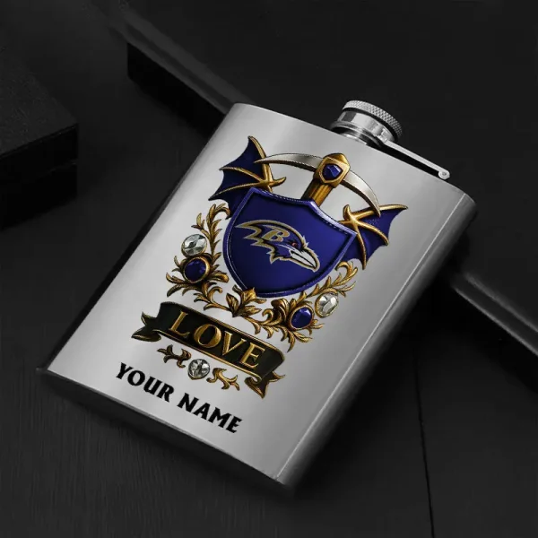 Baltimore Ravens Hip Flask Bottle Special Gift For Fans SPTHIPFB007 - Image 2