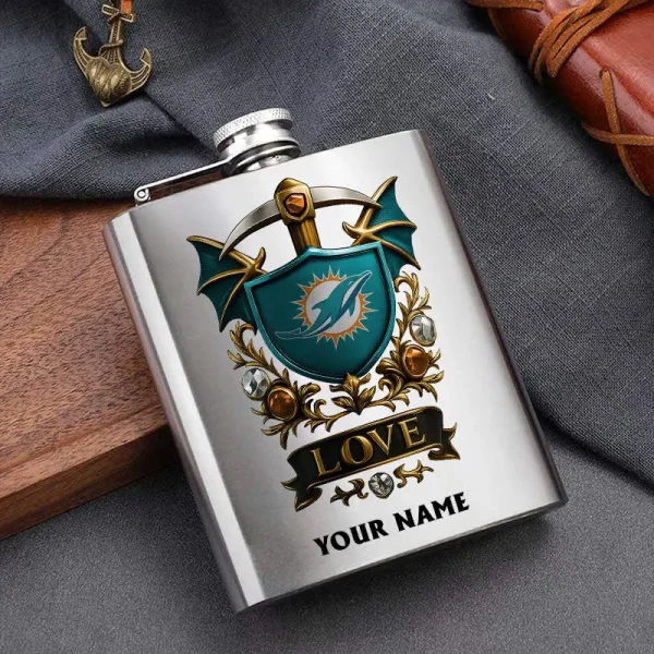 Miami Dolphins Hip Flask Bottle Special Gift For Fans SPTHIPFB024 - Image 2