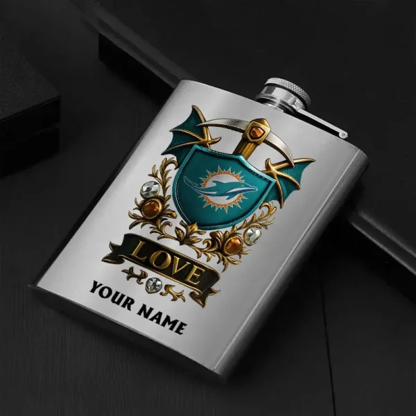 Miami Dolphins Hip Flask Bottle Special Gift For Fans SPTHIPFB024 - Image 3