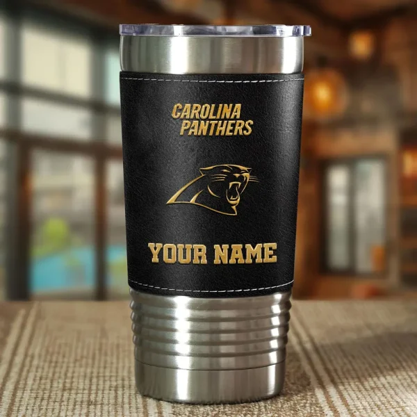Carolina Panthers Leather Tumbler Sport Gift For Fans SPTLEATHERTUM005 - Image 2
