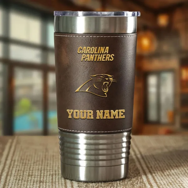 Carolina Panthers Leather Tumbler Sport Gift For Fans SPTLEATHERTUM005 - Image 3