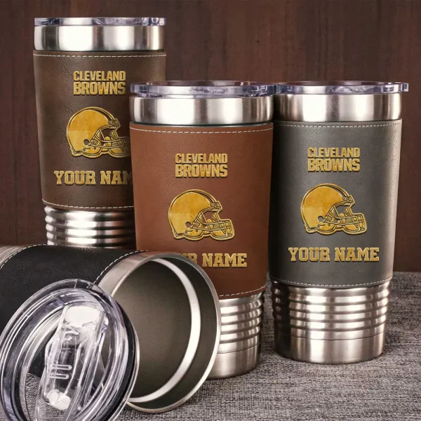 Cleveland Browns Leather Tumbler Sport Gift For Fans SPTLEATHERTUM008