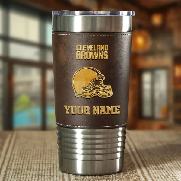 Cleveland Browns Leather Tumbler Sport Gift For Fans SPTLEATHERTUM008 - Image 3