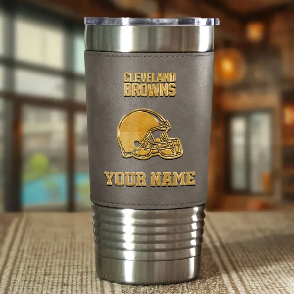 Cleveland Browns Leather Tumbler Sport Gift For Fans SPTLEATHERTUM008 - Image 5